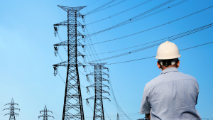 Worker near power lines