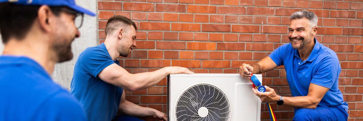 workers by an hvac machine