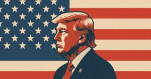 Trump with American flag