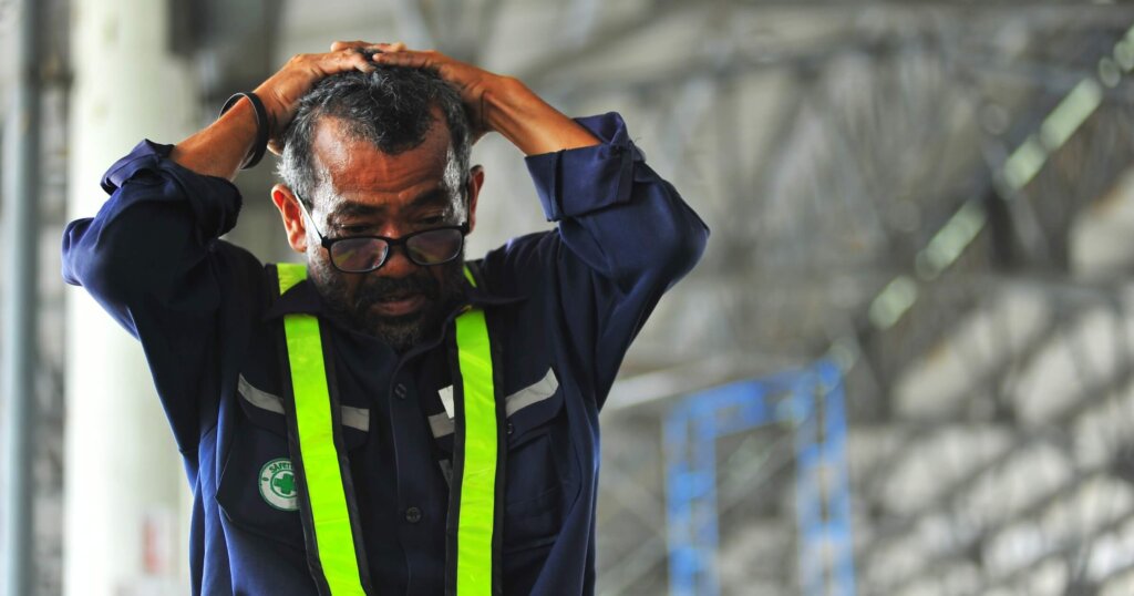 construction worker stressed out