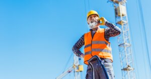 Construction worker with safety vest on