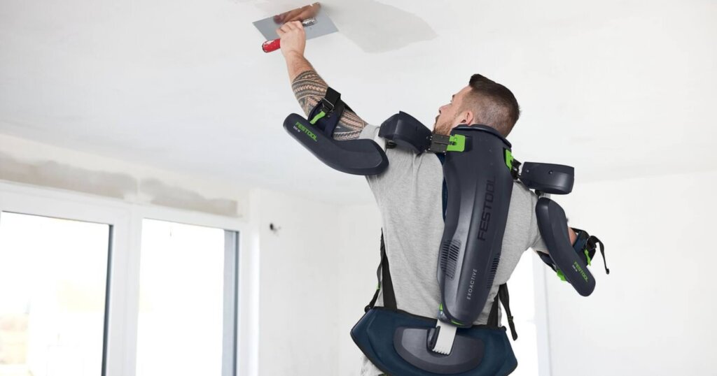 Festool’s ExoActive Exoskeleton used for ceiling work
