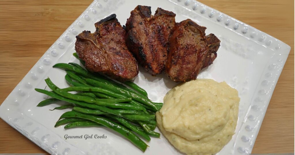Grilled lamb chops with Parmesan mashed cauliflower