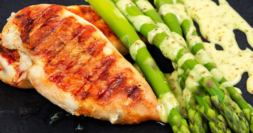 Sheet pan lemon herb chicken and Parmesan asparagus