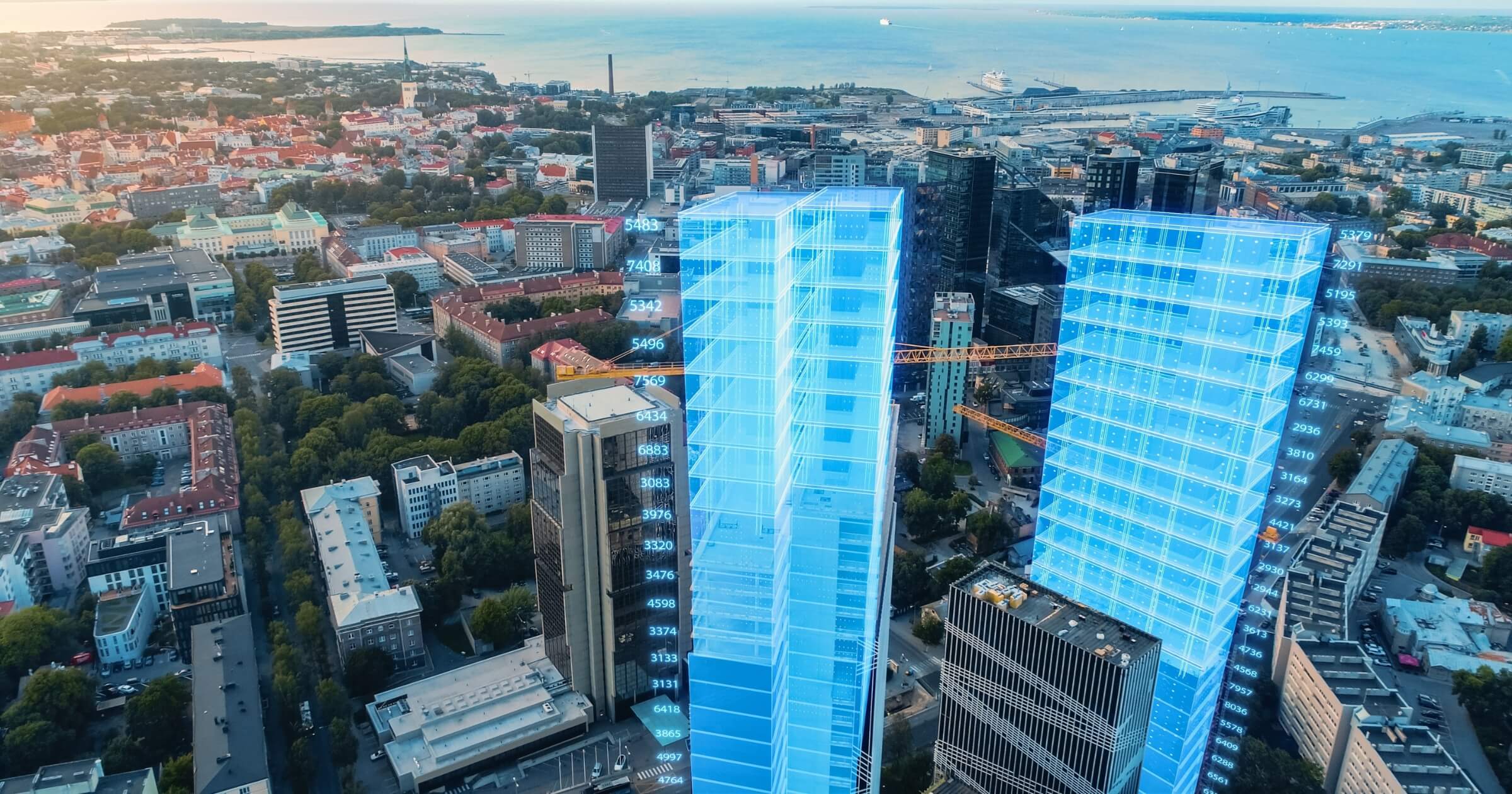drone shot with AI and BIM