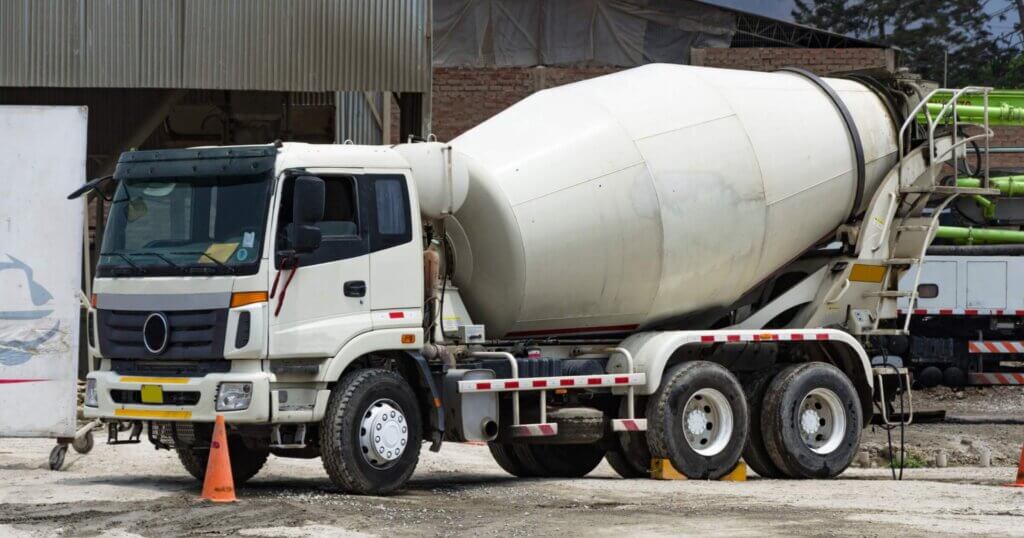 Concrete truck on the road