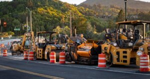 road machinery parked