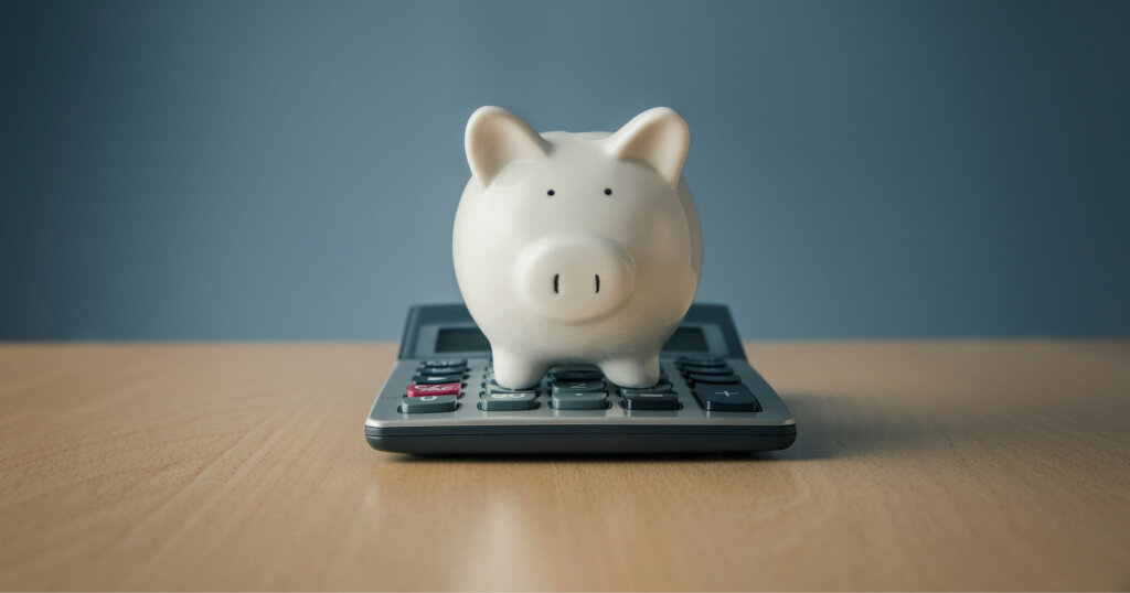 piggy bank on a calculator