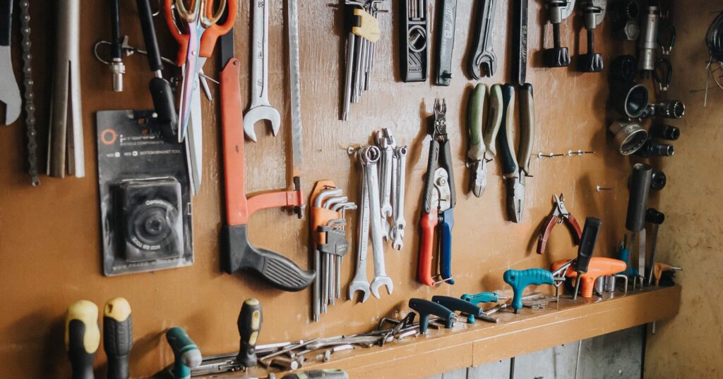 tool set in a garage