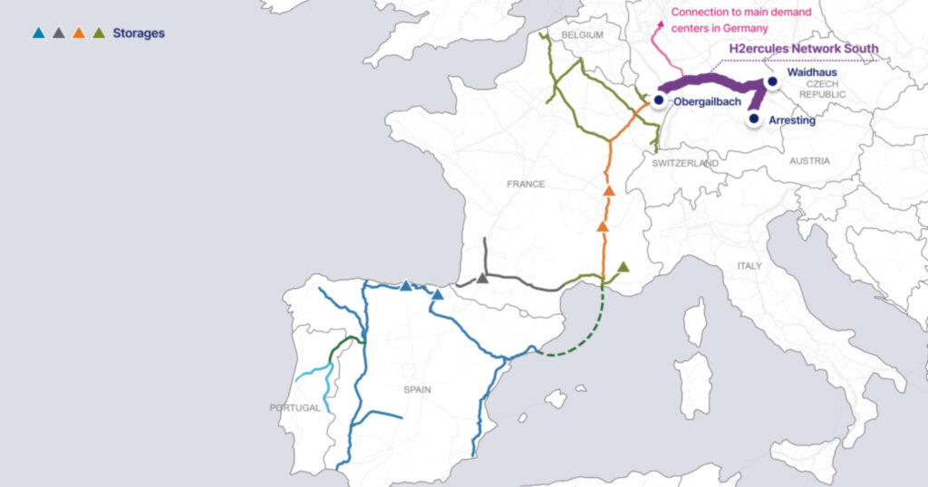 H2Med Hydrogen Pipeline connection map