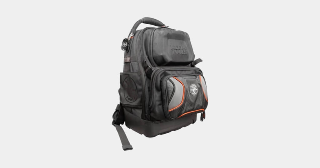 Klein Tools 55485 Tool Bag Backpack, Durable Electrician Backpack with 48 Pockets for Hand Tools, Waterproof Bottom, Removable Tool Carrier