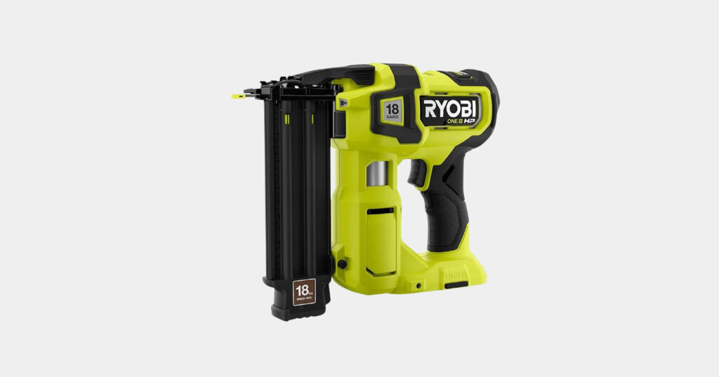 Ryobi 18V ONE+ HP brushless 18‑gauge brad nailer.