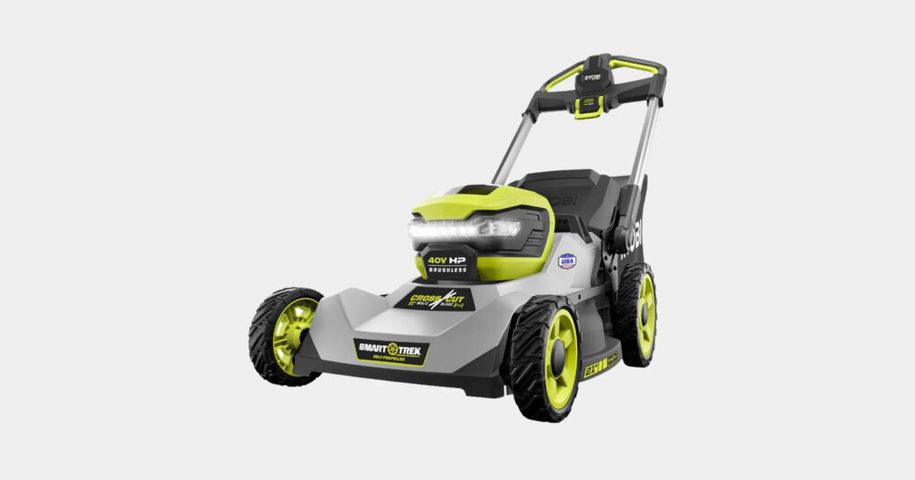 Ryobi 40V HP Brushless self-propelled lawn mower.