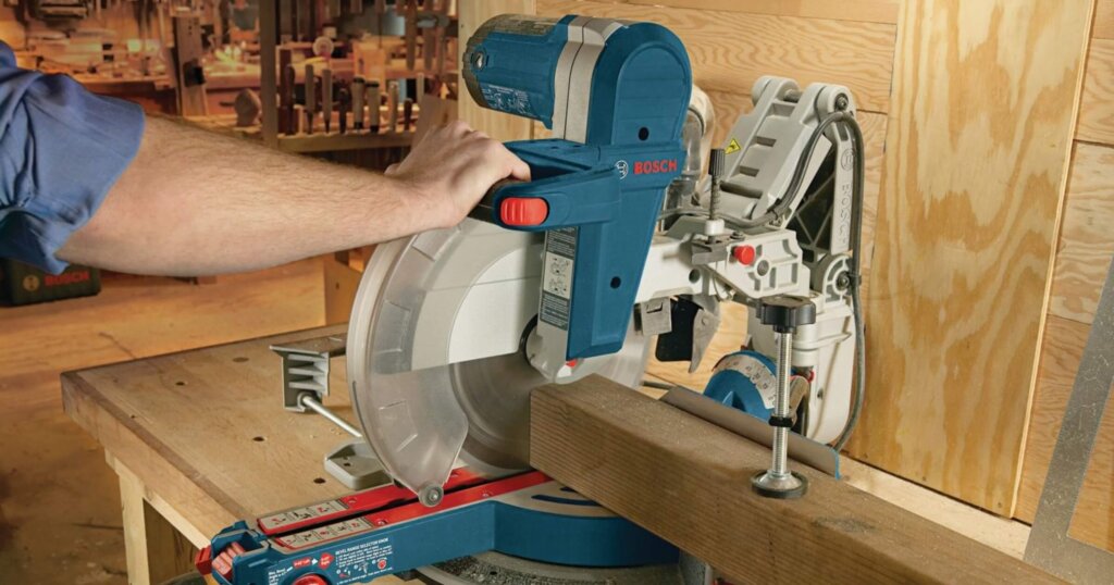 bosch miter saw in use