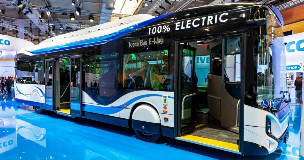 Iveco Bus City E-way electric public transport presented at the Hannover IAA Transportation Motor Show. Germany - September 20, 2022