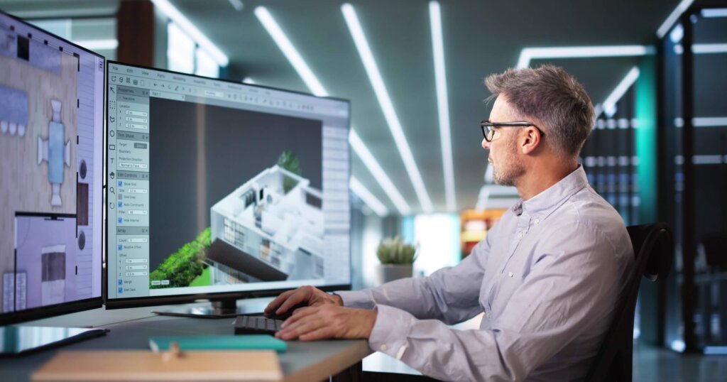 Analyzing House Floor Plan: Architect Renovating Property in CAD.