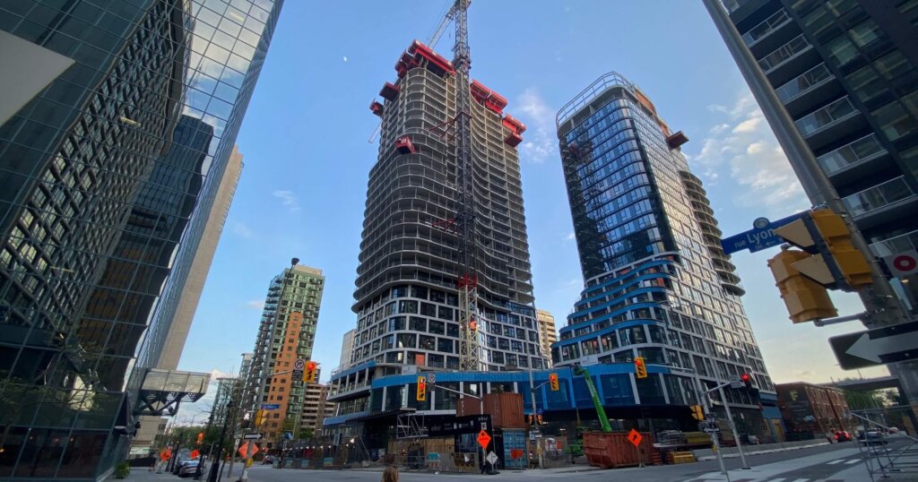 Ottawa Ontario Canada May 16 2024. 400 Albert condominium complex being constructed in the downtown core area of the Capital city.