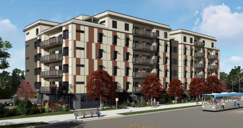 Affordable rental housing at Cross & Glenmore in Kelowna rendering