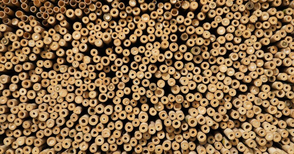 Pile of bamboo pole used in the construction industry, bamboo wall textured backgrounds