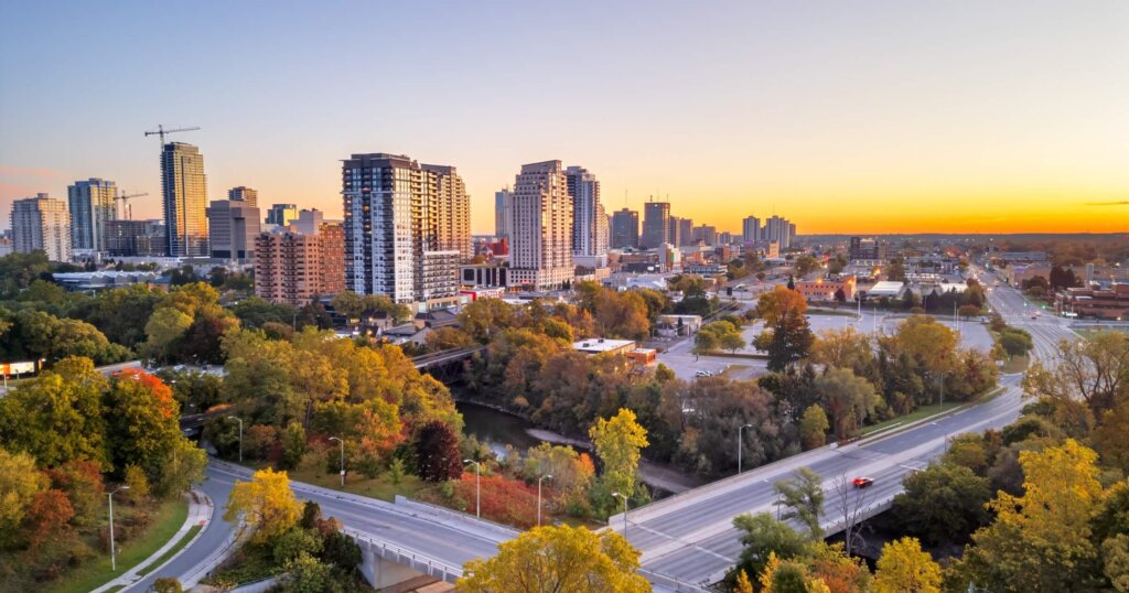 London, Ontario, Canada cityscape at dawn in autumn.