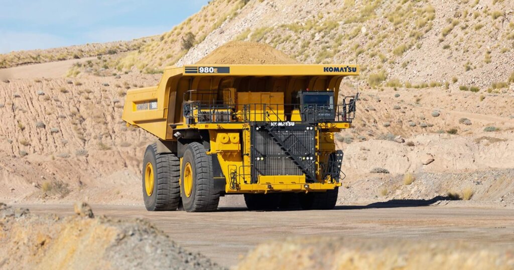 Komatsu 980E-5 Electric drive mining truck in a mine.