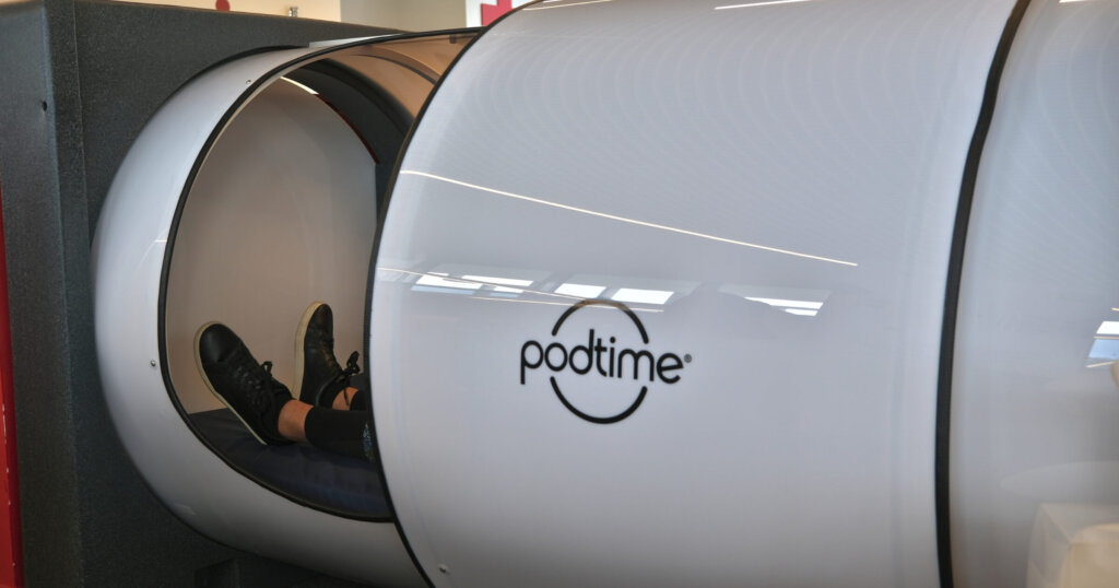 napping pod being used for a nap