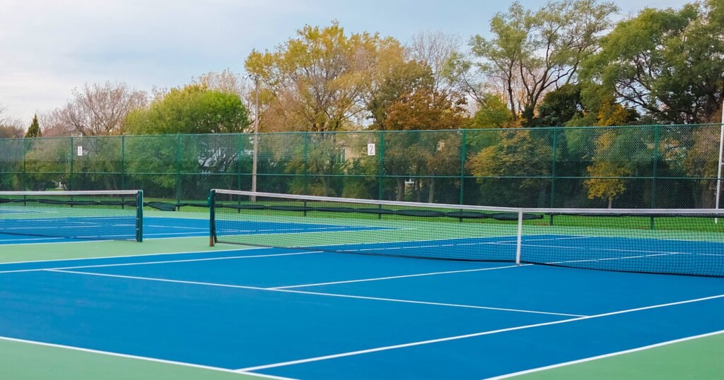 two tennis courts