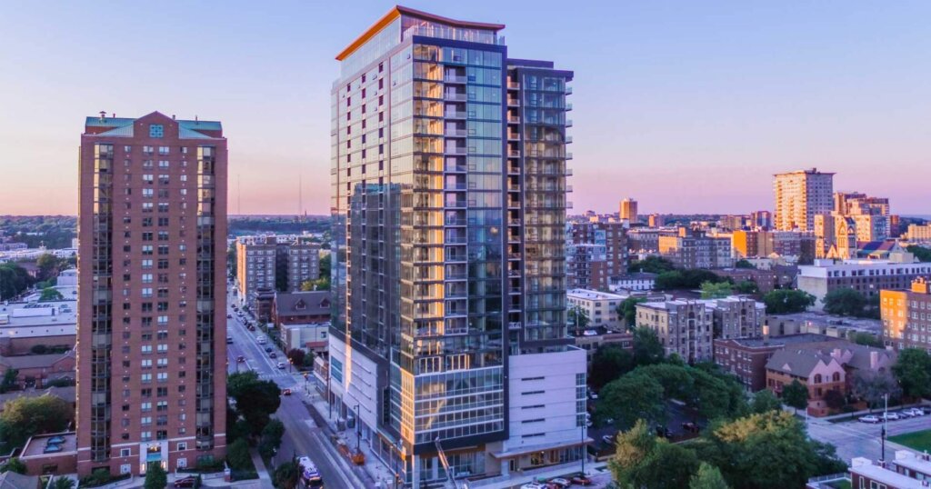 Ascent tower in milwaukee made from mass timber.