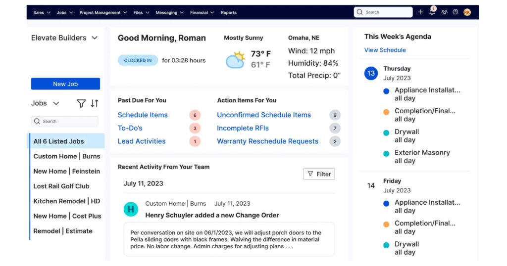 Buildertrend dashboard