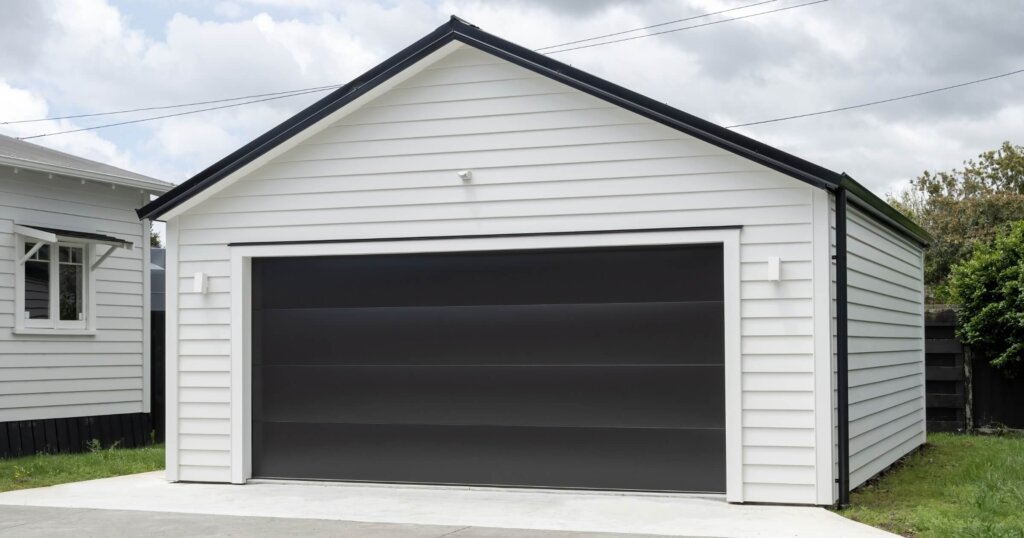 White detached garage