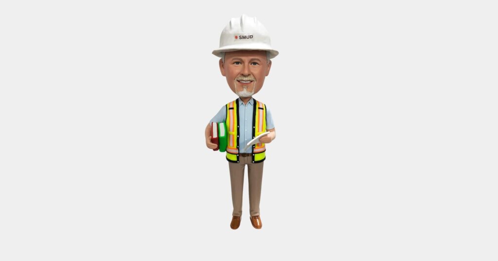 A construction worker bobblehead