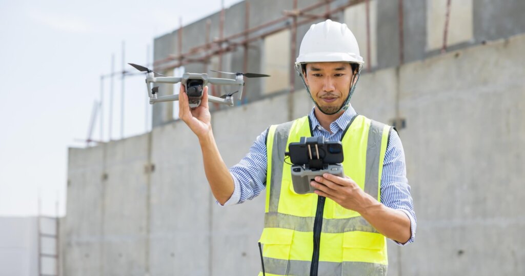 Drone operated by safety engineering inspector