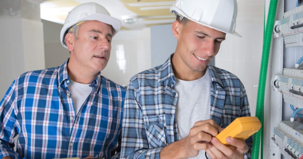 electrical apprentice in training
