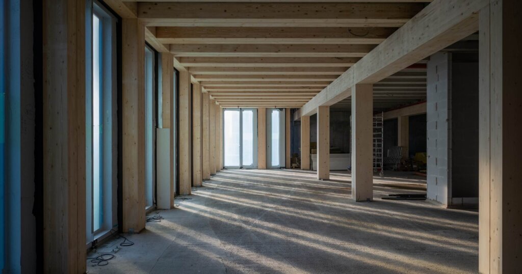 mass timber building under construction
