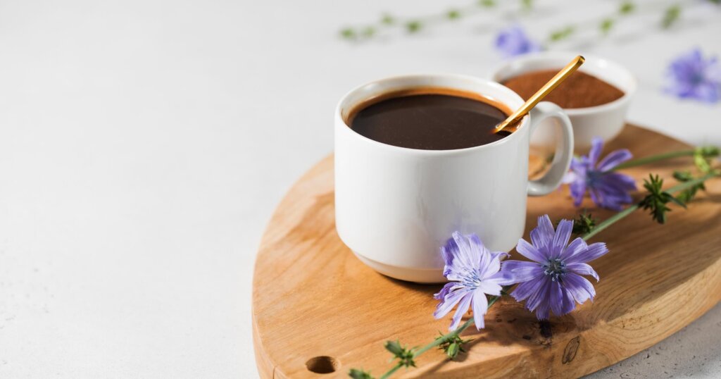 Chicory drink in a white mug
