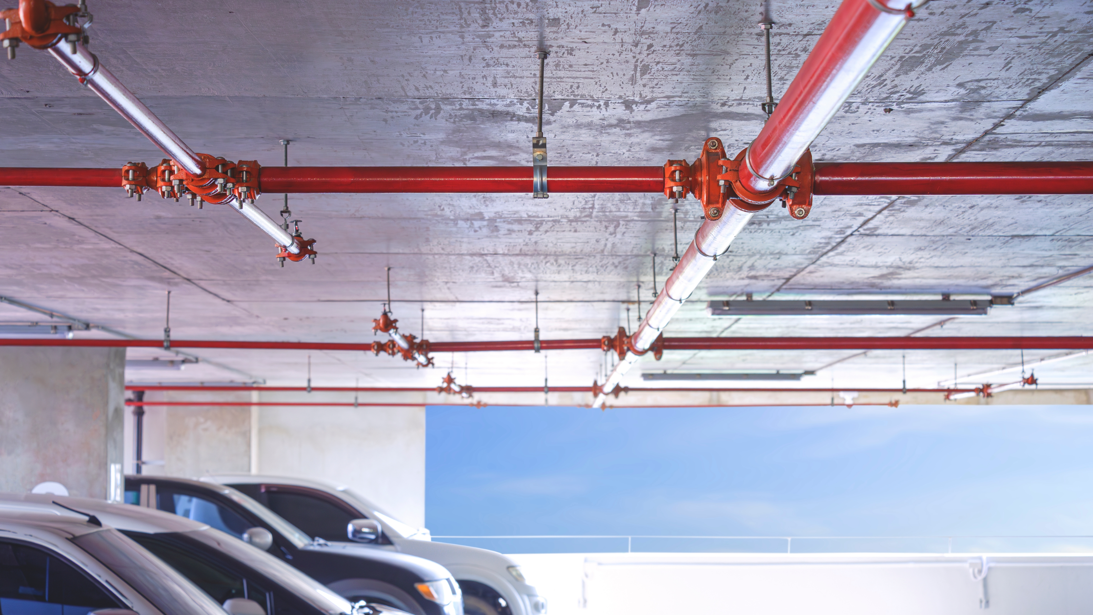 Sprinkler system in parking garage