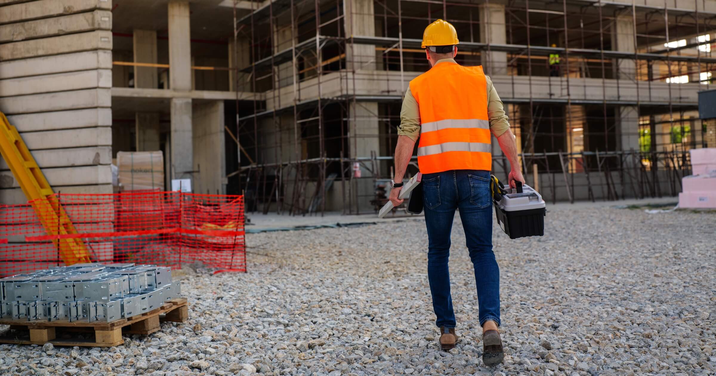 construction worker going to site