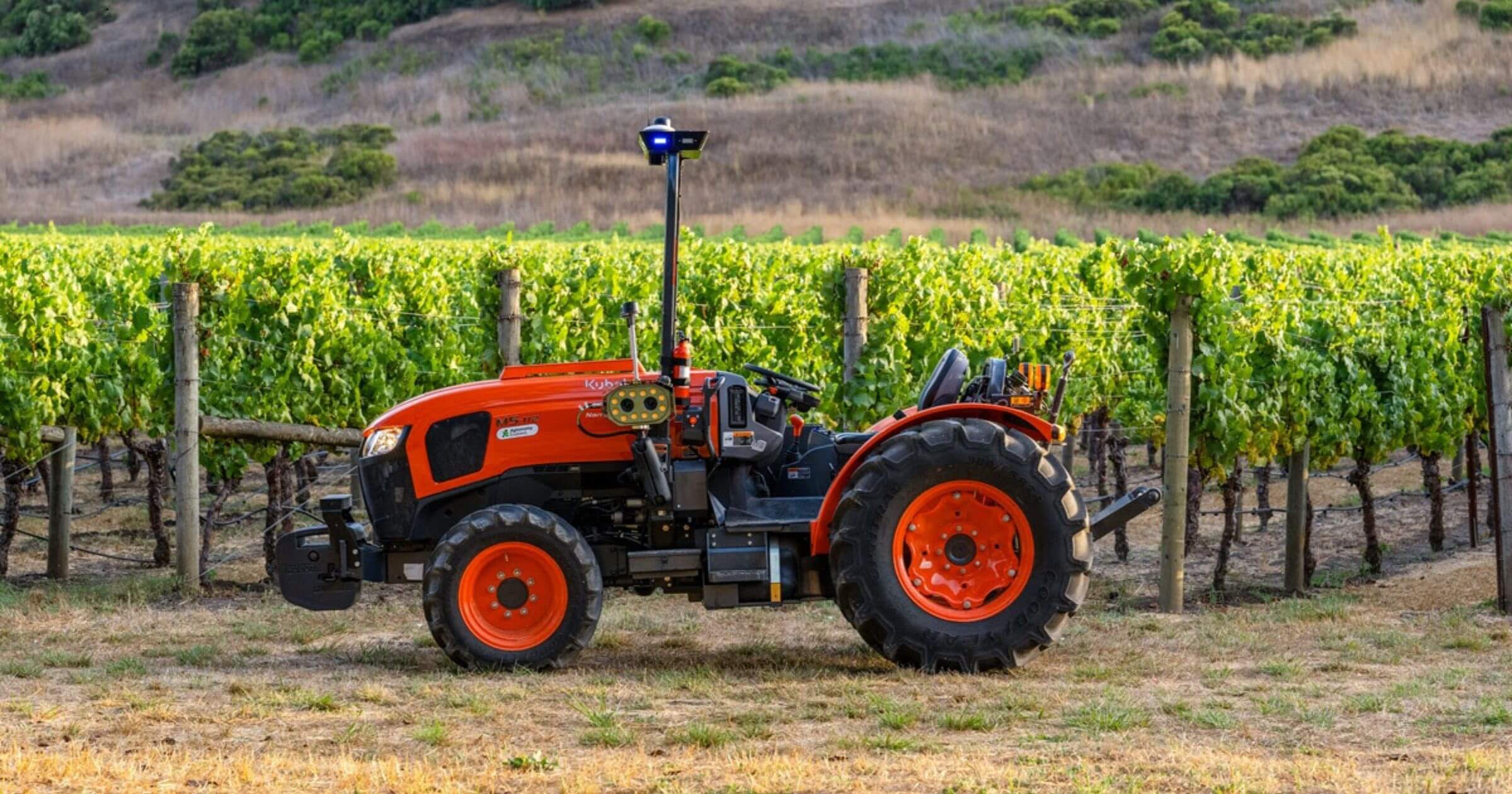 Kubota M5 Narrow tractor with advanced sensing and artificial intelligence
