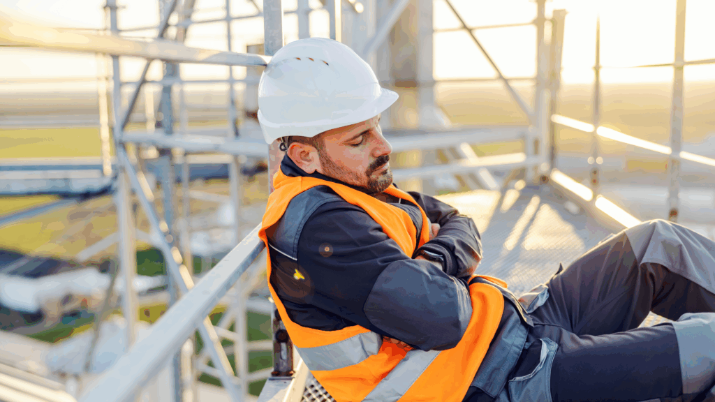 National Sleep Awareness Week: What workers should know to stay safe on the jobsite 1 Industry worker asleep on scaffolding