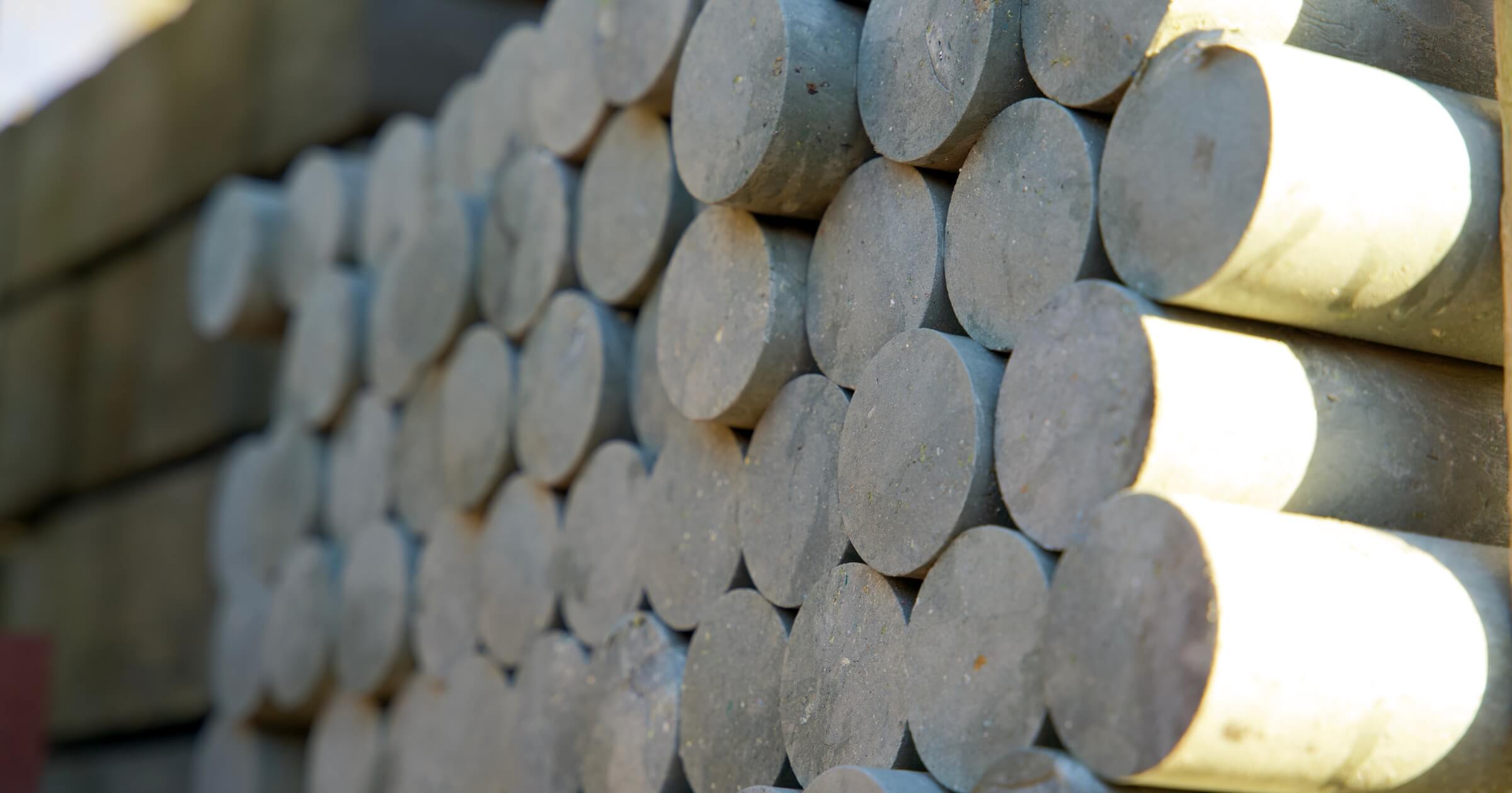 Pile of circular and sustainable construction material made from recycled waste plastics.