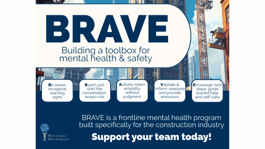 BRAVE acronym breakdown for mental health support on jobsites