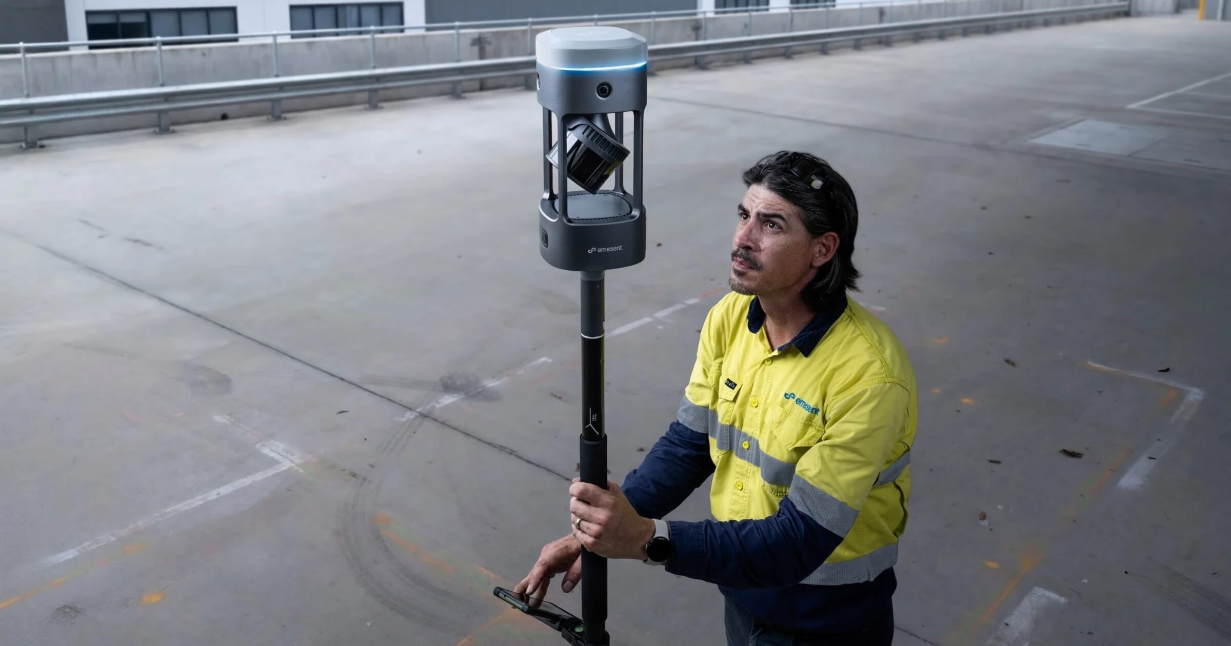 Emesent GX1 mobile scanner being set up on site