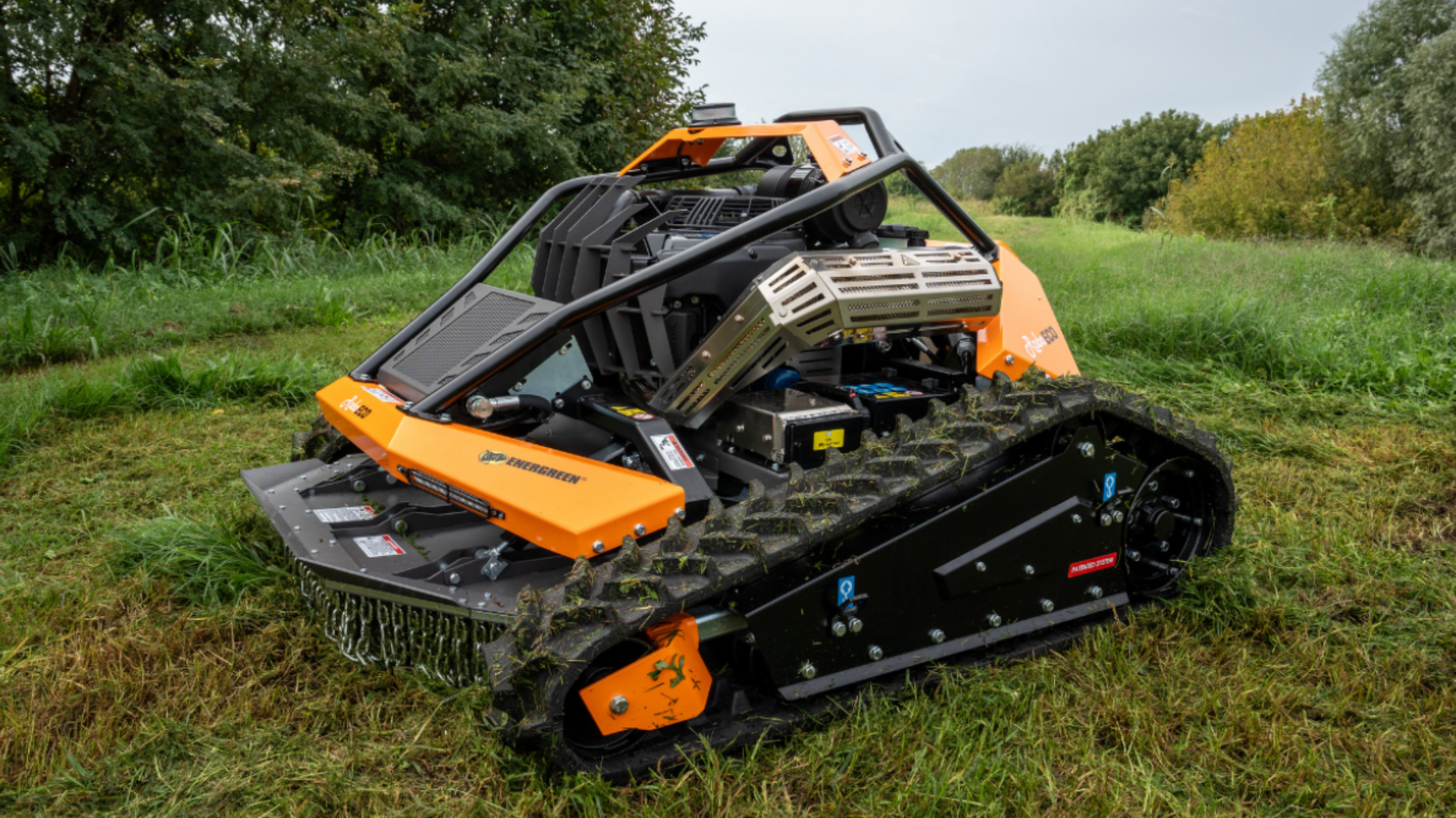 Energreen's new robot, ROBO ECO, is capable of mowing steep hills autonomously