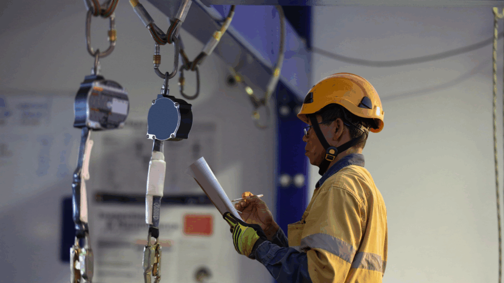 Man doing inspection during fall protection training