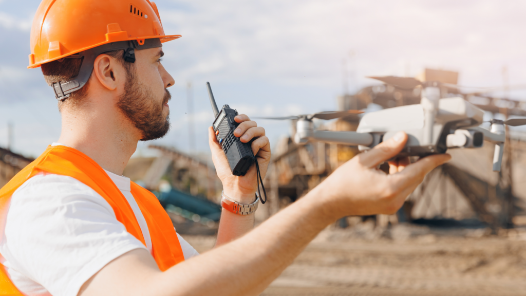 Drone surveyor launching drone for industrial inspection