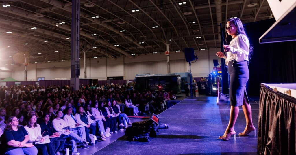 Power, purpose, and progress: Nour Hachem on the future of women in trades 1 Nour Hachem Presenting at Day Dreamer Event 1