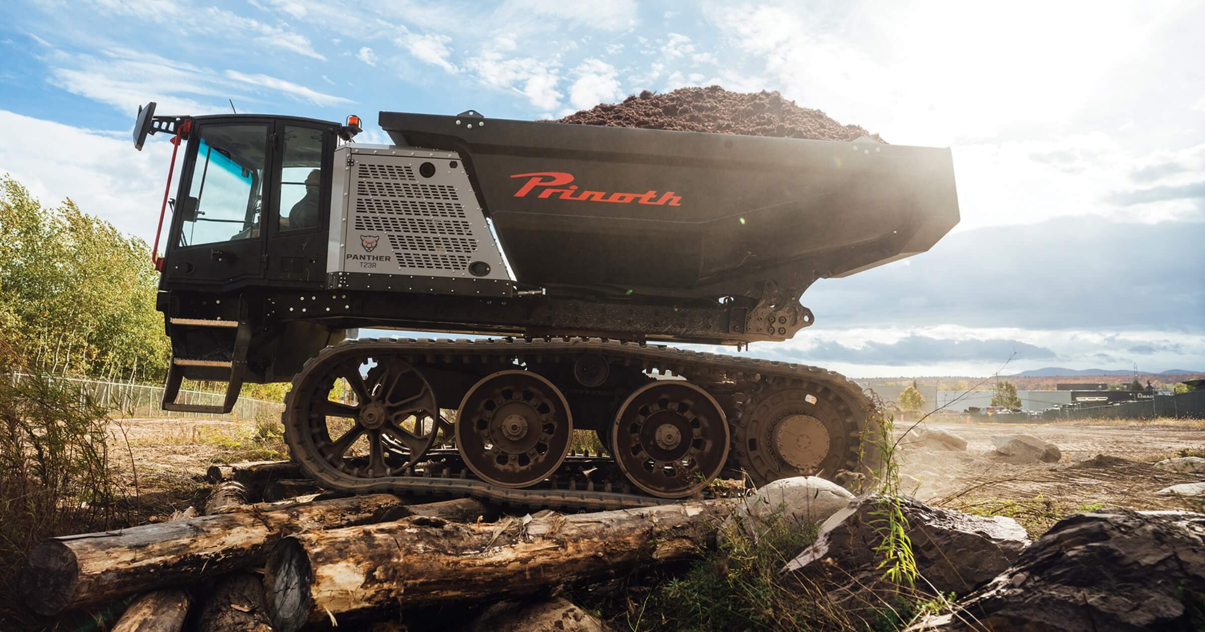 Prinoth Panther T23r with PowerForce Undercarriage on rugged terrain