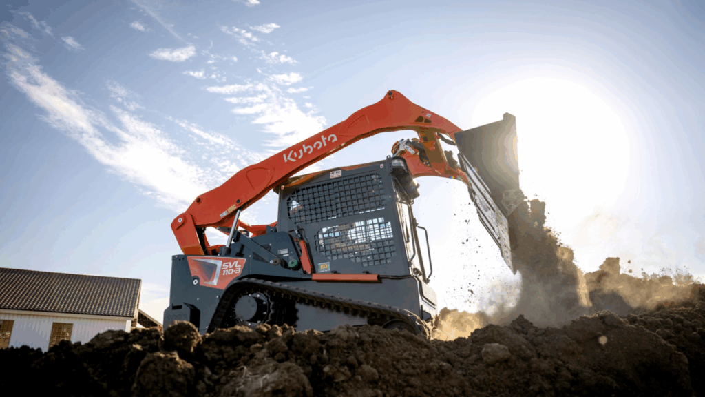 Kubota SVL110-3 with bucket for earthmoving