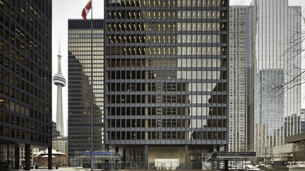 Exterior view of TD Centre Toronto, designed by B+H Architects