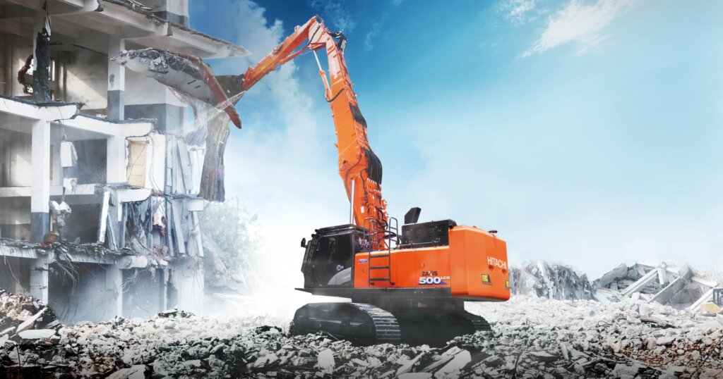 The concept ZX500LCK-6 high reach demolition excavator from Hitachi.